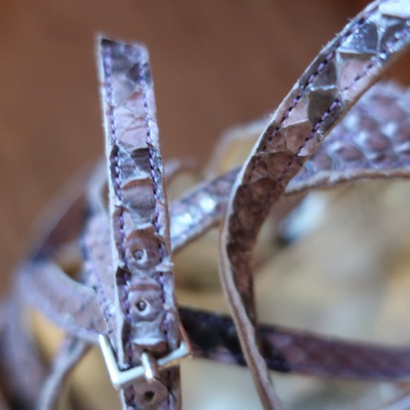 Womens Missoni Purple Python Leather Chevron Wedge Wrap Ankle Heels 38 US/8 * - Picture 12 of 12